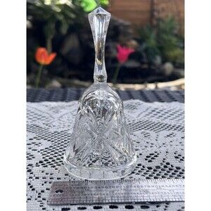 Vintage Crystal Style Glass Bell Faceted Handle Starburst Cut Pattern